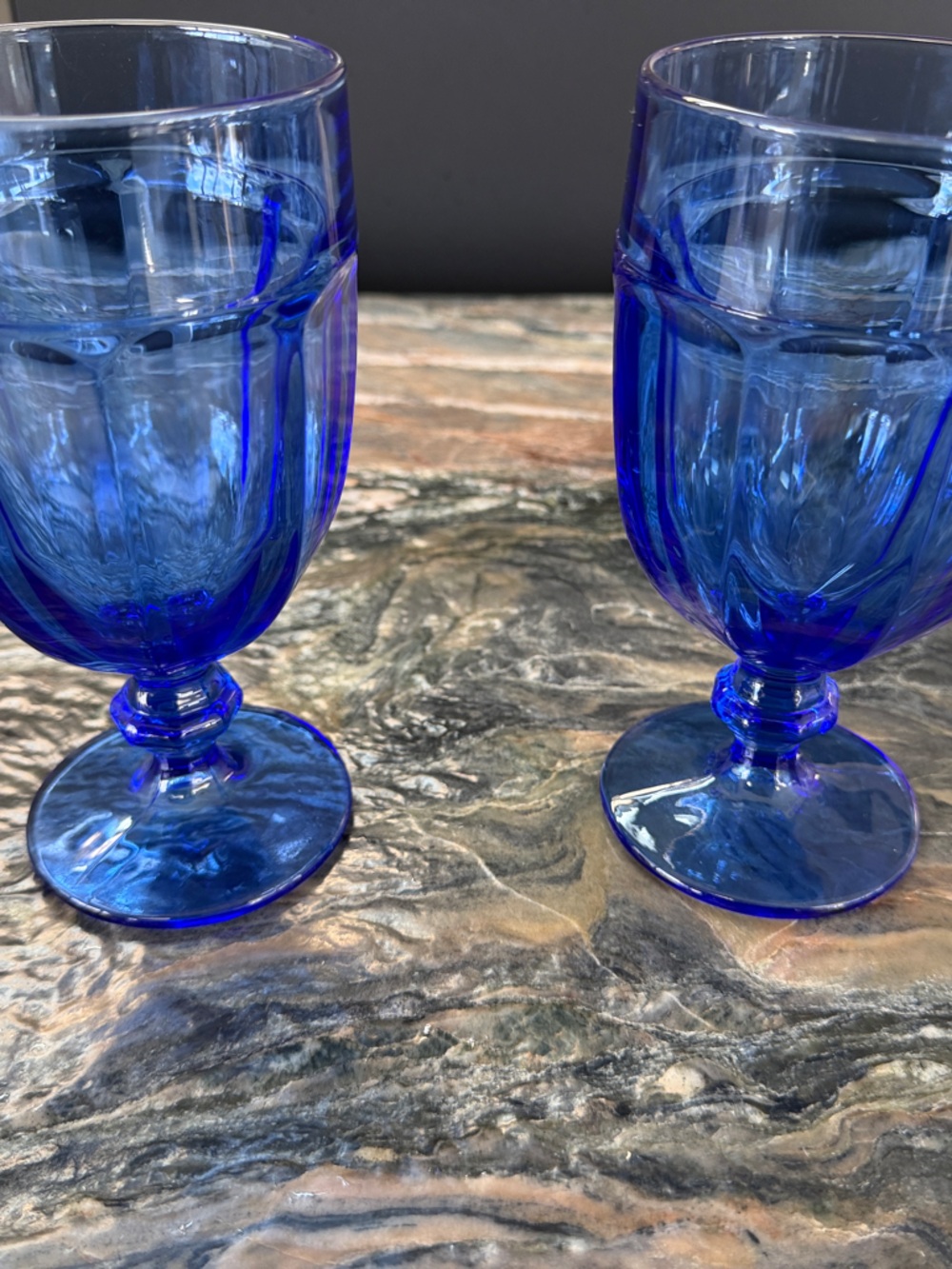 Libbey Cobalt Blue Stemmed Glasses - Set of Two